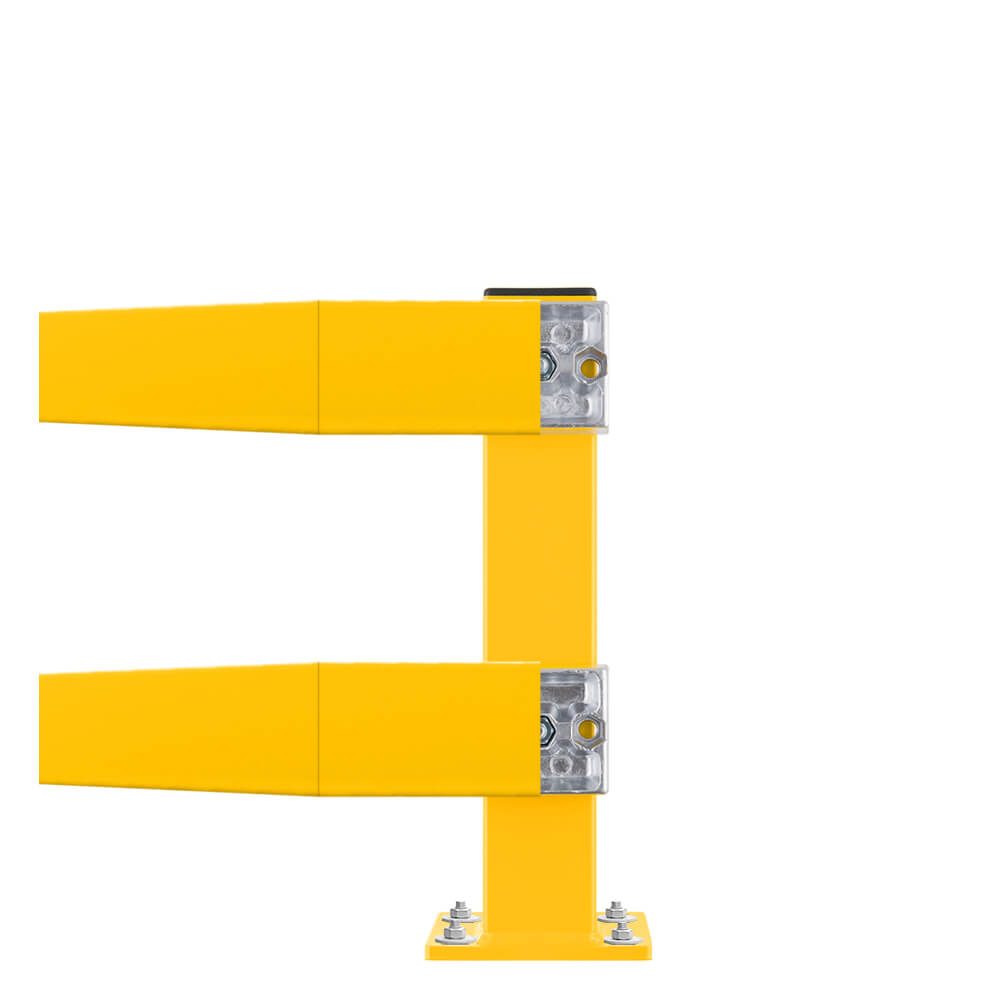Rammschutz-Planken Komplett-Bausatz, 2 Meter Länge, gelb, Stahl, C-Profil »  Leitplanken-Discounter