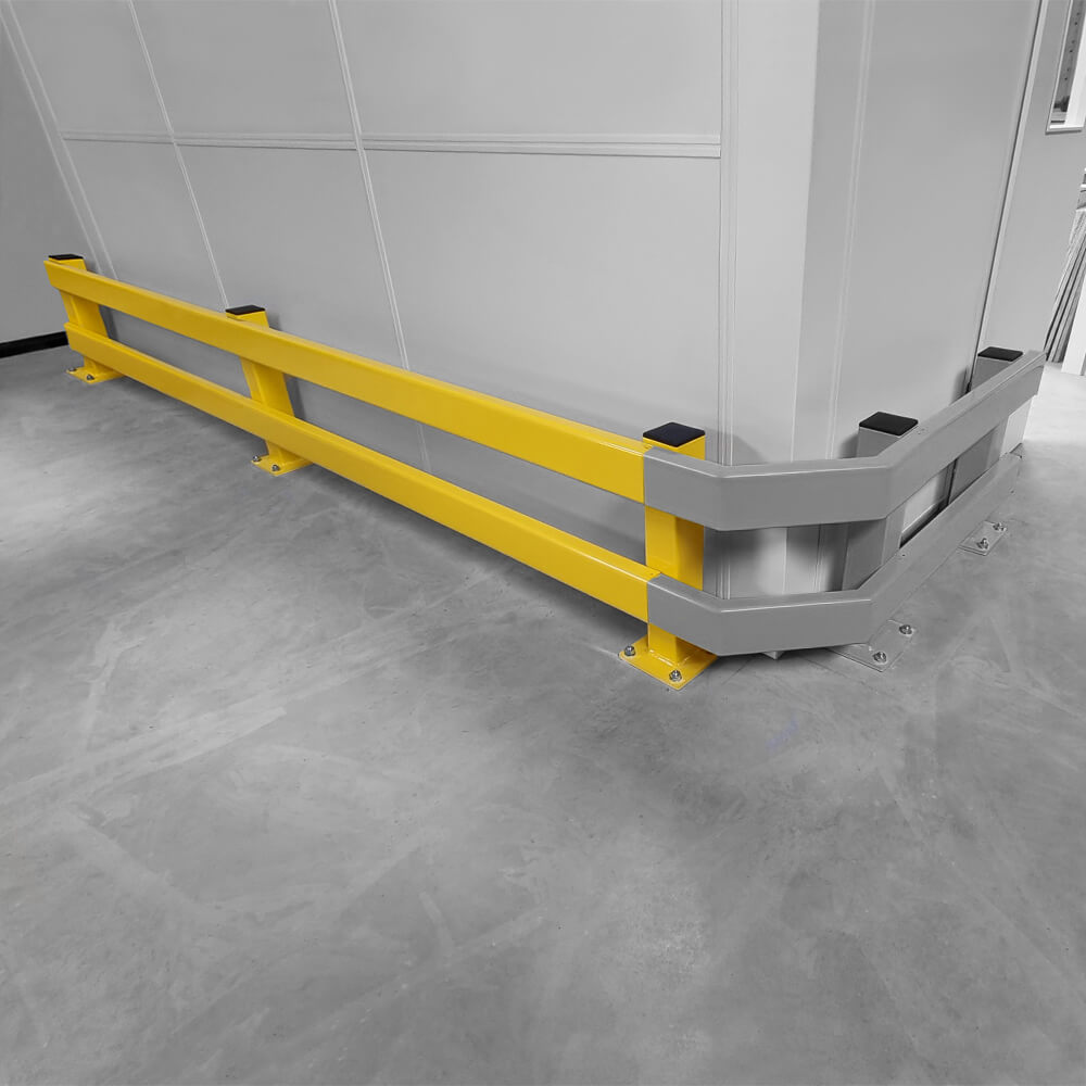 Rammschutz-Planken Komplett-Bausatz, 2 Meter Länge, gelb, Stahl, C-Profil