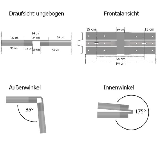 Eckwinkel zum Selberbiegen, Knickplanke, Profil B, für Stahlleitplanken