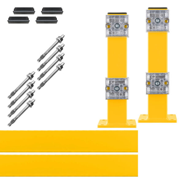 Rammschutz-Planken Komplett-Bausatz, 1,5 Meter Länge, gelb, Stahl, C-Profil