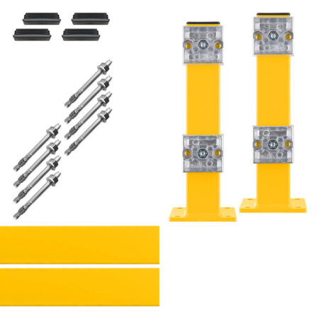 Rammschutz-Planken Komplett-Bausatz, 1 Meter Länge, gelb, Stahl, C-Profil