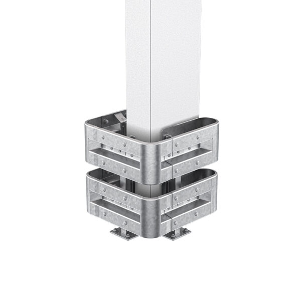 3-seitiger Säulenschutz-Komplett-Bausatz M75-2SP, außen 74x77 cm, innen 25x51 cm, Stahl, Profil B