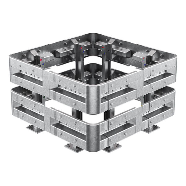 4-seitiger Säulenschutz-Komplett-Bausatz M75-2SP, außen 138 cm, innen 88 cm, Stahl, Profil B