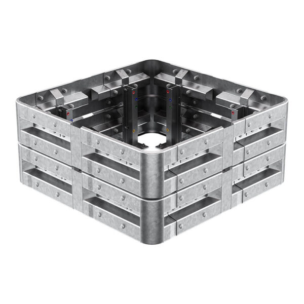 4-seitiger Säulenschutz-Komplett-Bausatz M50-2SP, außen 138 cm, innen 88 cm, Stahl, Profil B