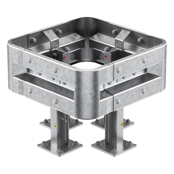 4-seitiger Säulenschutz-Komplett-Bausatz M50-1SP, außen 74 cm, innen 25 cm, Stahl, Profil B