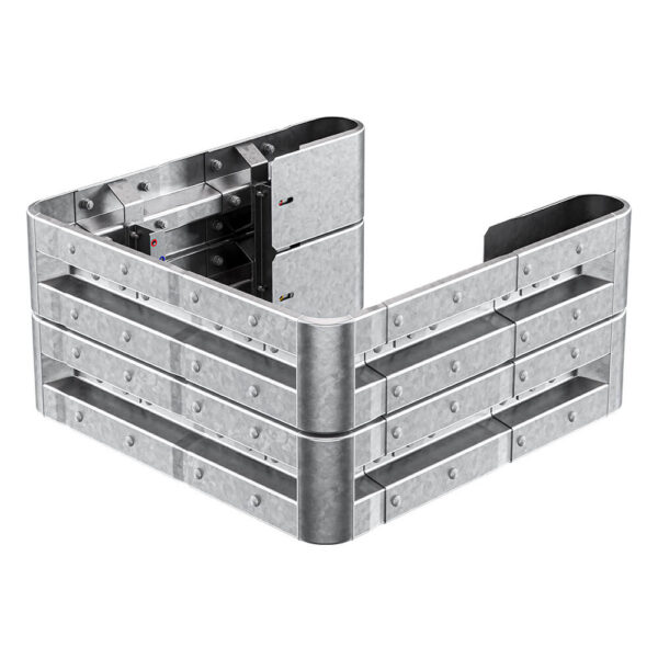 3-seitiger Säulenschutz-Komplett-Bausatz M50-2SP, außen 124x127cm, innen 75x101cm, Stahl, Profil B