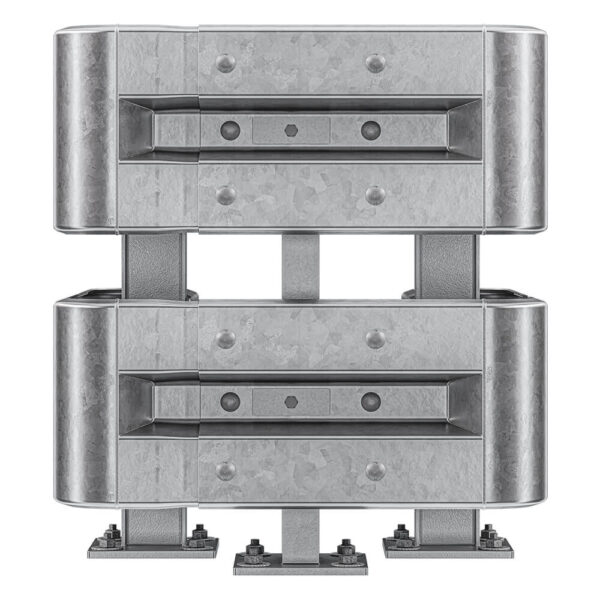 3-seitiger Säulenschutz-Komplett-Bausatz M75-2SP, außen 74x77 cm, innen 25x51 cm, Stahl, Profil B