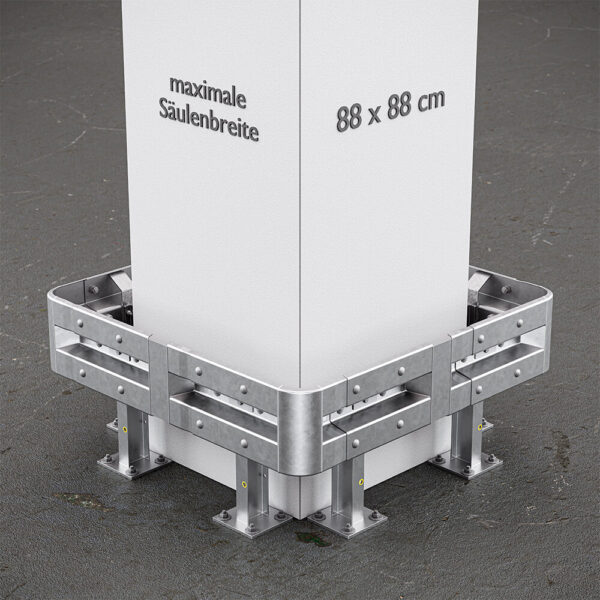 4-seitiger Säulenschutz-Komplett-Bausatz M50-1SP, außen 138 cm, innen 88 cm, Stahl, Profil B