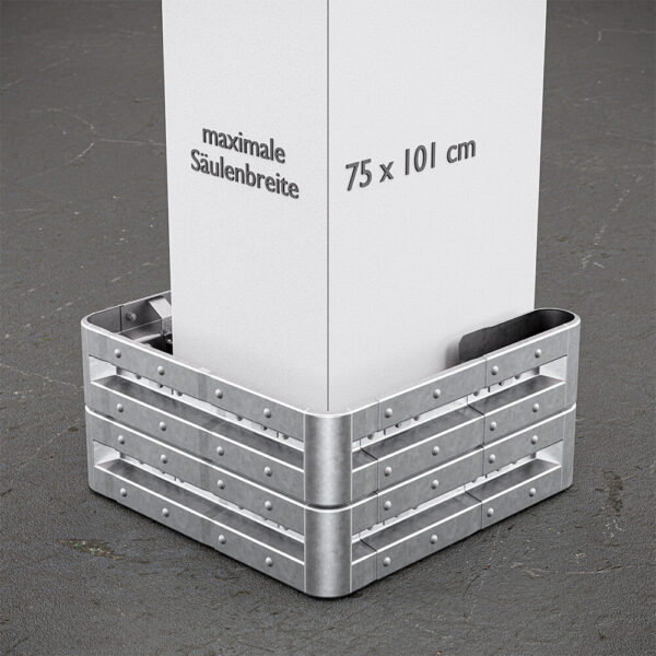 3-seitiger Säulenschutz-Komplett-Bausatz M50-2SP, außen 124x127cm, innen 75x101cm, Stahl, Profil B