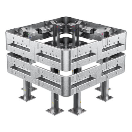 4-seitiger Säulenschutz-Komplett-Bausatz M100-2SP, außen 138 cm, innen 88 cm, Stahl, Profil B