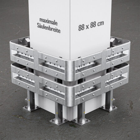 4-seitiger Säulenschutz-Komplett-Bausatz M100-2SP, außen 138 cm, innen 88 cm, Stahl, Profil B