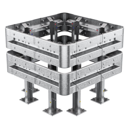 4-seitiger Säulenschutz-Komplett-Bausatz M100-2SP, außen 124 cm, innen 75 cm, Stahl, Profil B