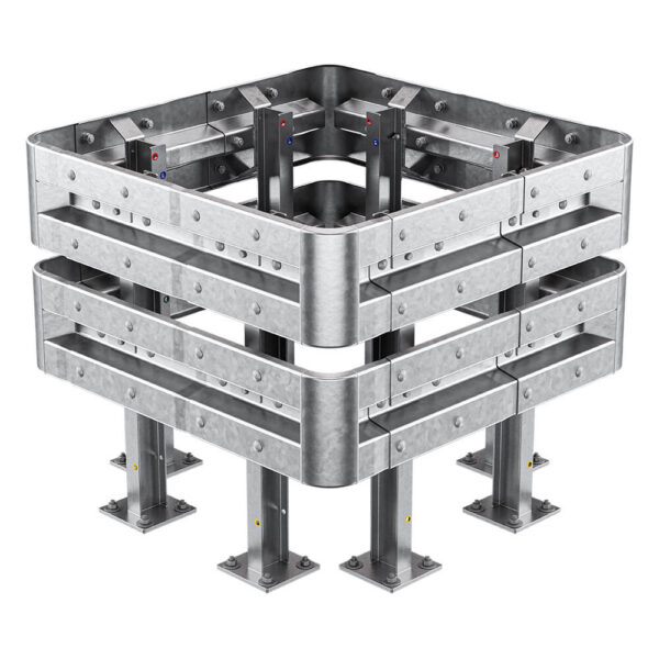 4-seitiger Säulenschutz-Komplett-Bausatz M100-2SP, außen 124 cm, innen 75 cm, Stahl, Profil B