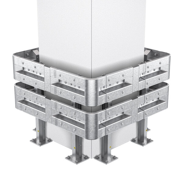 4-seitiger Säulenschutz-Komplett-Bausatz M100-2SP, außen 138 cm, innen 88 cm, Stahl, Profil B