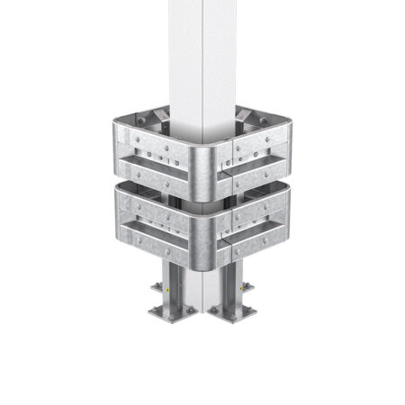 4-seitiger Säulenschutz-Komplett-Bausatz M100-2SP, außen 74 cm, innen 25 cm, Stahl, Profil B