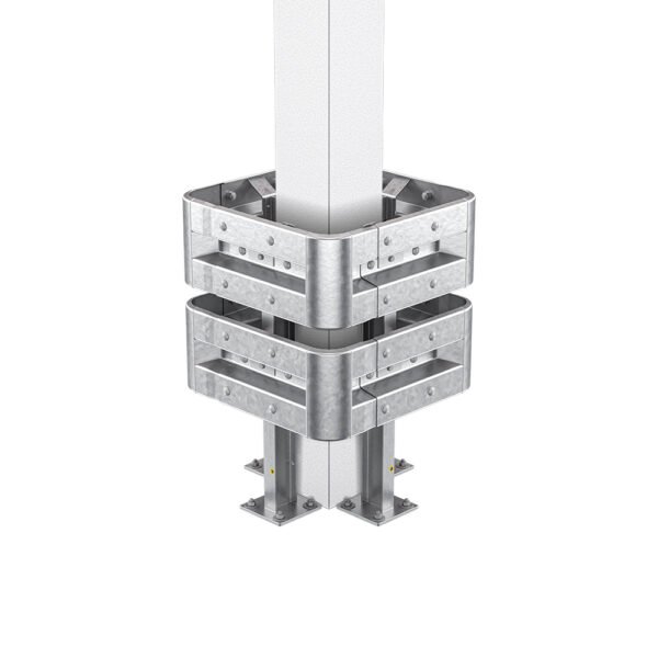 4-seitiger Säulenschutz-Komplett-Bausatz M100-2SP, außen 74 cm, innen 25 cm, Stahl, Profil B