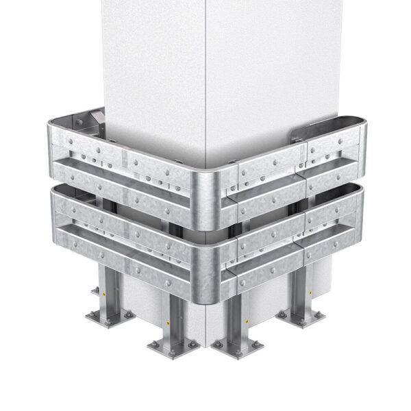 3-seitiger Säulenschutz-Komplett-Bausatz M100-2SP, außen 124x127cm, innen 75x101cm, Profil B