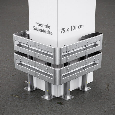 3-seitiger Säulenschutz-Komplett-Bausatz M100-2SP, außen 124x127cm, innen 75x101cm, Profil B