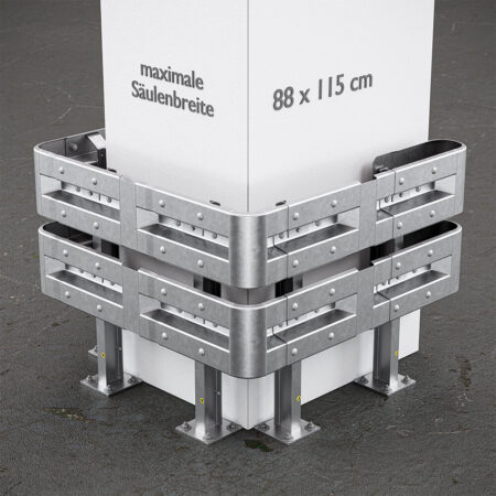 3-seitiger Säulenschutz-Komplett-Bausatz M100-2SP, außen 138x141cm, innen 88x115cm, Profil B