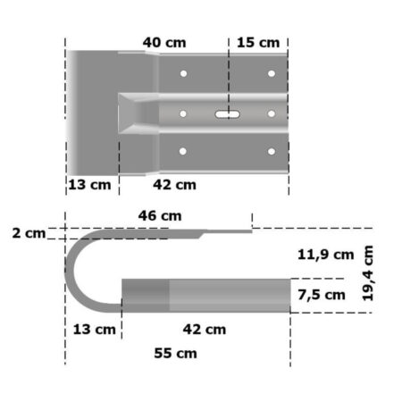 Leitplanken Komplett-Bausatz, 2-holmig, 2,80 m, zum Rammen, Stahl, Profil B