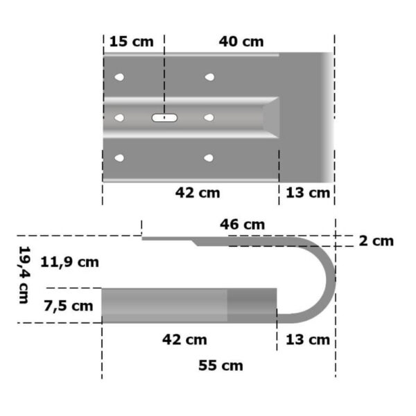 Leitplanken Komplett-Bausatz, Sigma-51,5-Pfosten, 1SP, 1,3 m, Aufschrauben, Profil B