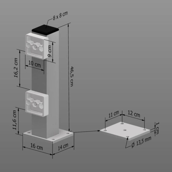 Rammschutz-Planken Verlängerungs-Bausatz, 1,5 Meter Länge, verzinkt, Stahl, C-Profil