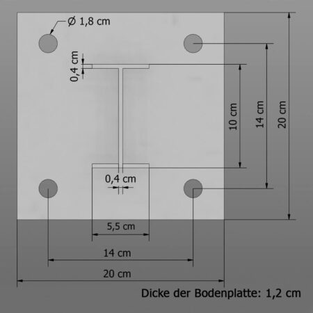 3-seitiger Säulenschutz-Komplett-Bausatz M75-2SP, außen 74x77 cm, innen 25x51 cm, Stahl, Profil B