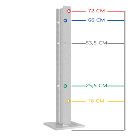 Multi-Pfosten, IPE 100, 75 cm hoch, für Leitplanken, 2SP, Stahl, zum Aufschrauben