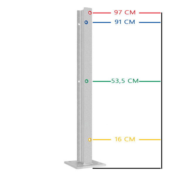 3-seitiger Säulenschutz-Komplett-Bausatz M100-3SP, außen 74x77 cm, innen 25x51 cm, Stahl, Profil B