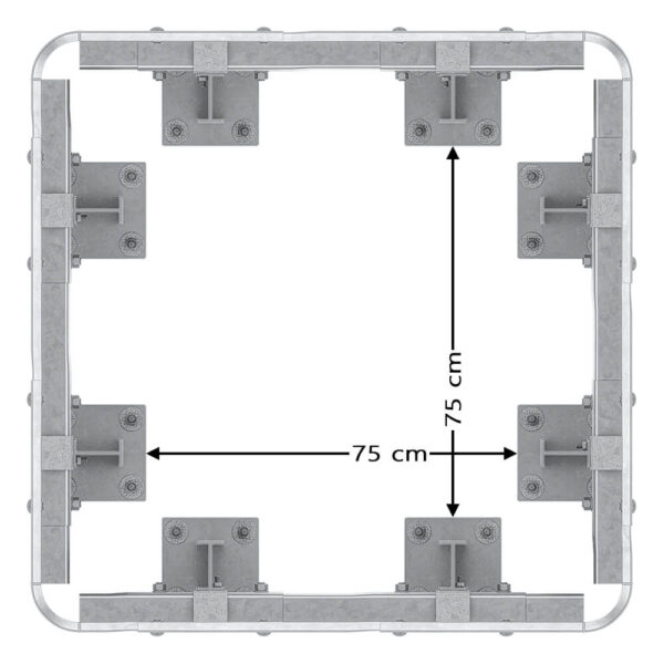 4-seitiger Säulenschutz-Komplett-Bausatz M100-2SP, außen 124 cm, innen 75 cm, Stahl, Profil B