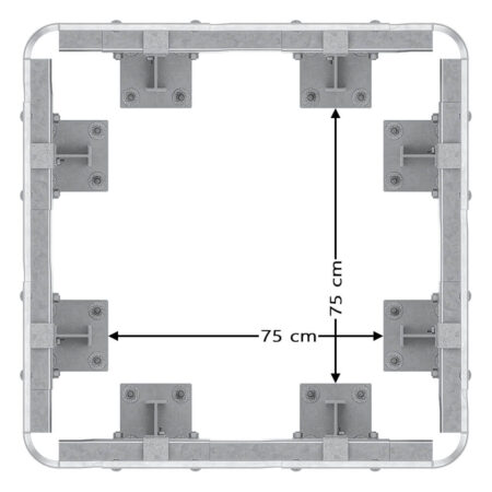 4-seitiger Säulenschutz-Komplett-Bausatz M25-1SP, außen 124 cm, innen 75 cm, Stahl, Profil B