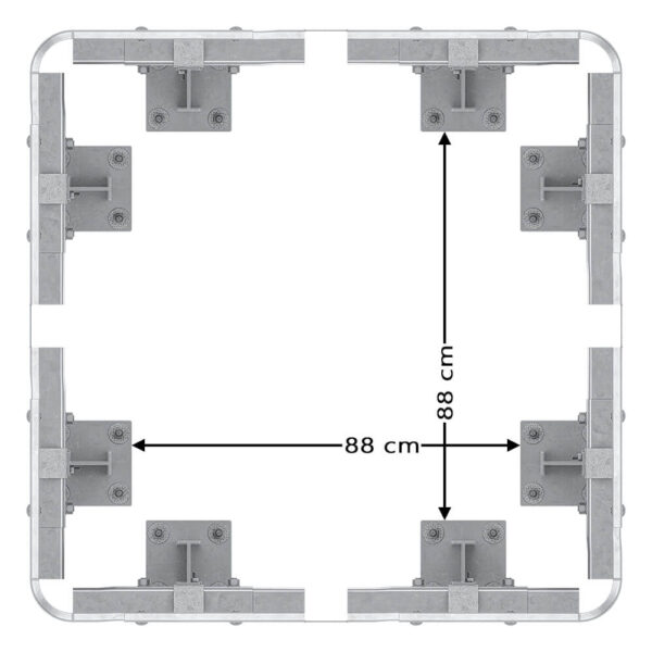 4-seitiger Säulenschutz-Komplett-Bausatz M100-2SP, außen 138 cm, innen 88 cm, Stahl, Profil B