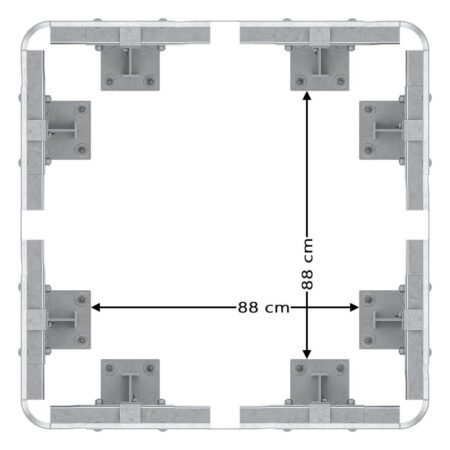 4-seitiger Säulenschutz-Komplett-Bausatz M50-1SP, außen 138 cm, innen 88 cm, Stahl, Profil B